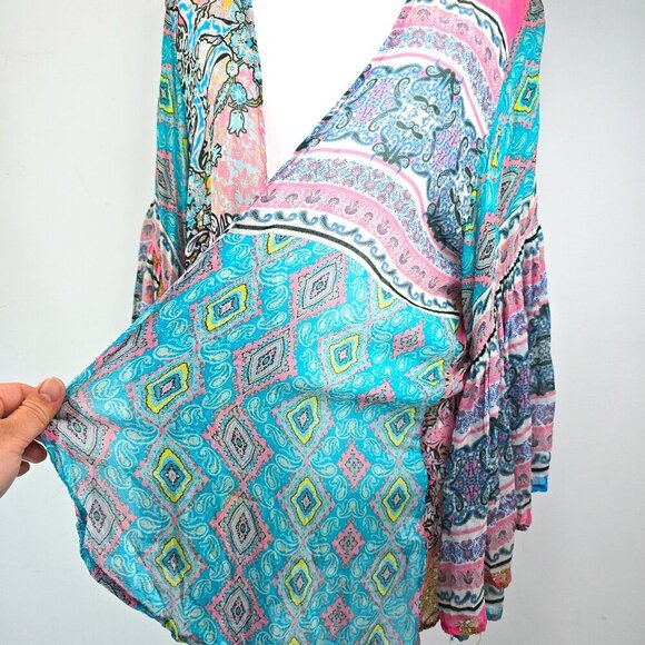 Anthropologie SAACHI Mystical Garden Open Front Ruffle Sleeve Kimono Cardigan - Picture 8 of 13